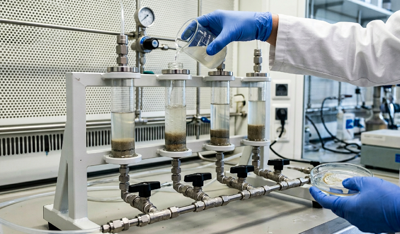 Bench-scale jar testing using vertical settling columns to evaluate coagulation and sedimentation performance