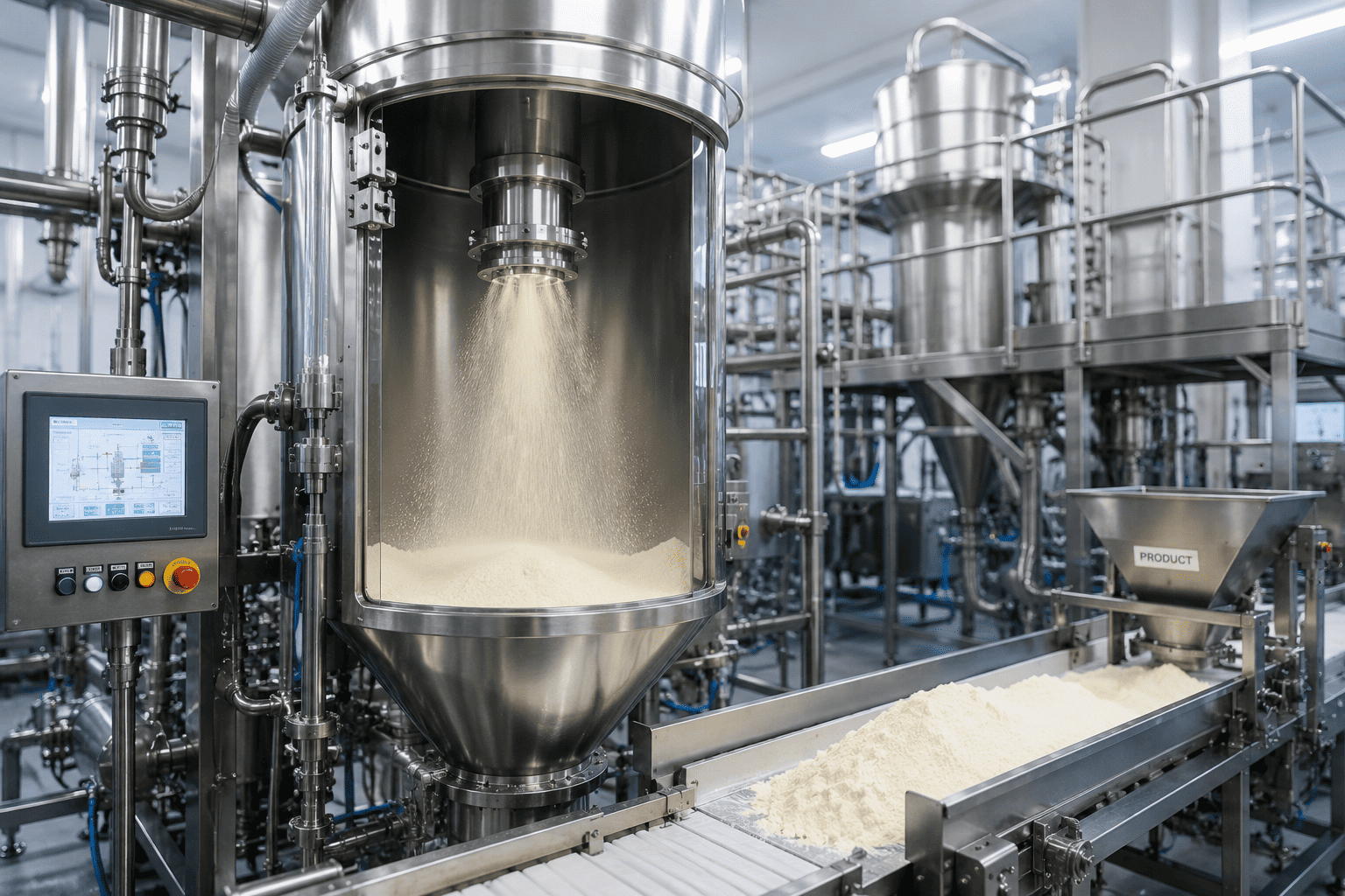 Industrial food manufacturing and powder processing system