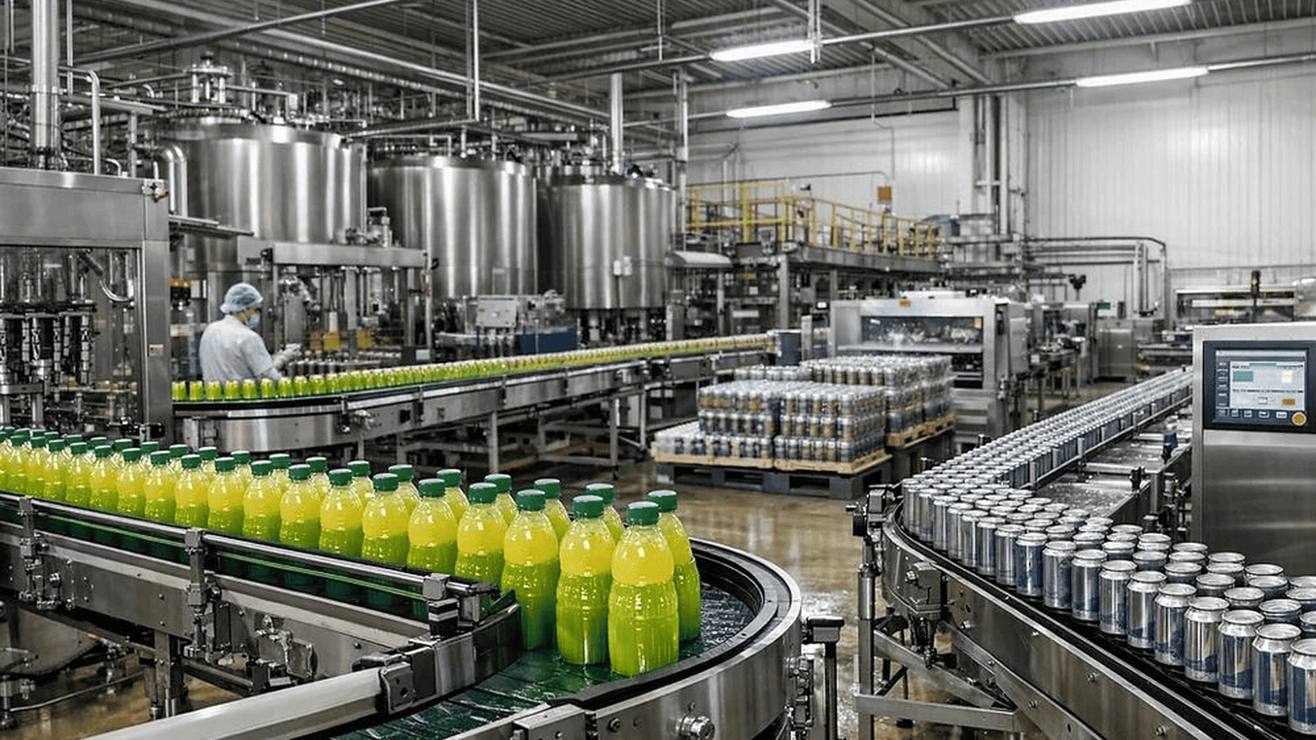 Food manufacturing facility using Citric Acid in large-scale production to support formulation stability and product quality.