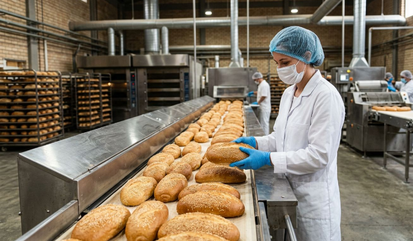 Quality-control inspections help bakeries maintain consistency, freshness, and product quality throughout production.